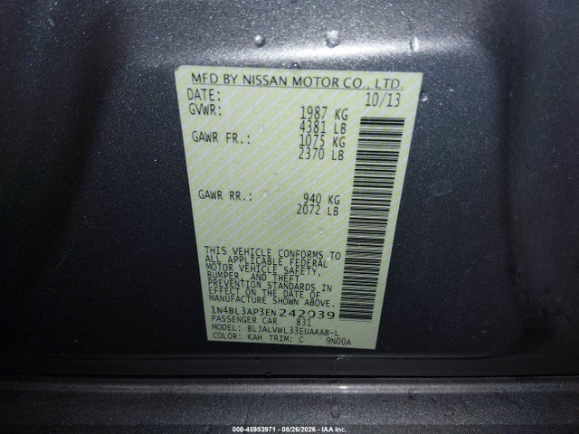 1N4BL3AP3EN242939 Nissan Altima 3.5 Sl