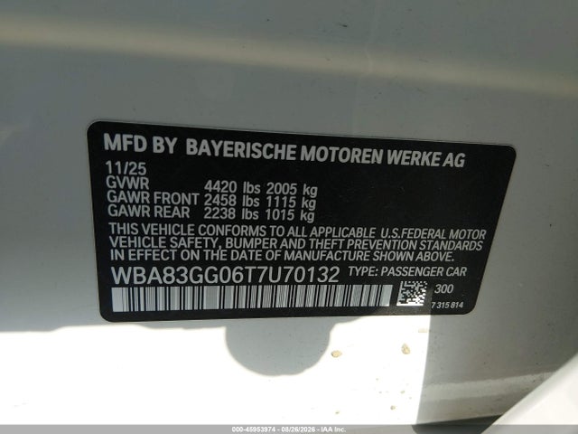 Aukcja sprzedaży 2026 Bmw 228 Gran Coupe, vin: WBA83GG06T7U70132, numer aukcji: 45953974