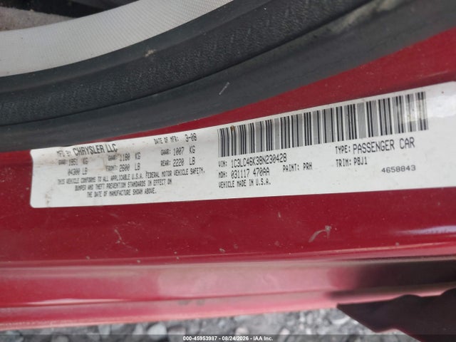 Aukcja sprzedaży 2008 Chrysler Sebring Lx, vin: 1C3LC46K38N230428, numer aukcji: 45953987