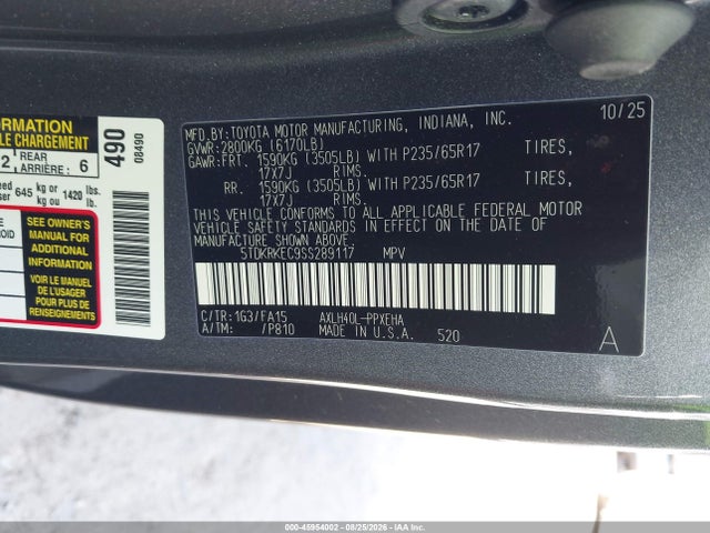 Toyota SIENNA LE 2025 5TDKRKEC9SS289117 Image 9