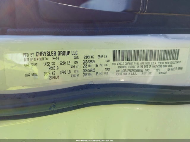 Продажа на аукционе авто 2014 Jeep Grand Cherokee Limited, vin: 1C4RJFBG2EC526699, номер лота: 45954038