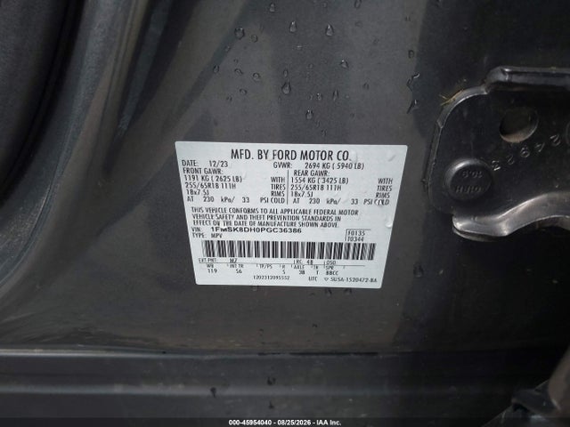 Aukcja sprzedaży 2023 Ford Explorer Xlt, vin: 1FMSK8DH0PGC36386, numer aukcji: 45954040