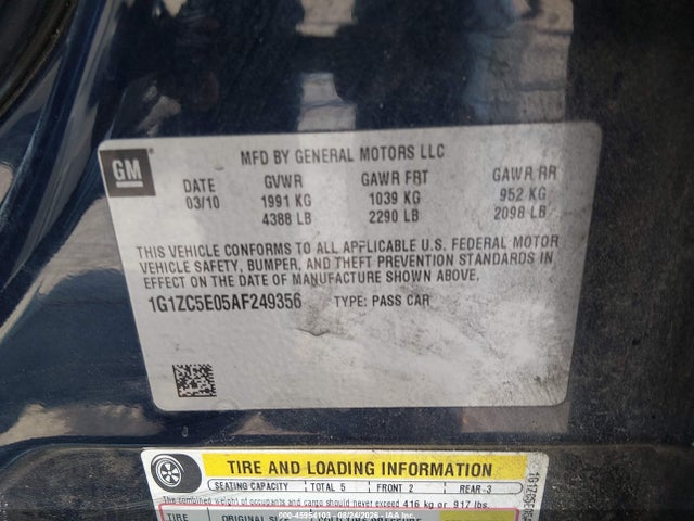 Aukcja sprzedaży 2010 Chevrolet Malibu Lt, vin: 1G1ZC5E05AF249356, numer aukcji: 45954103