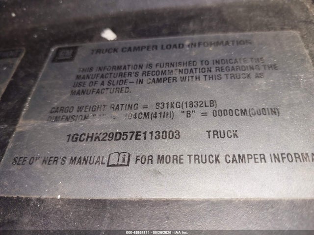 Aukcja sprzedaży 2007 Chevrolet Silverado 2500hd Classic Lt3, vin: 1GCHK29D57E113003, numer aukcji: 45954111