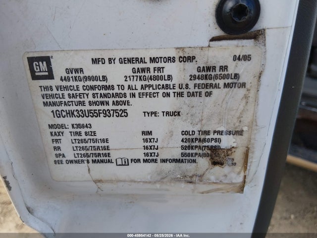 Продаж на аукціоні авто 2005 Chevrolet Silverado 3500 Work Truck, vin: 1GCHK33U55F937525, номер лоту: 45954142