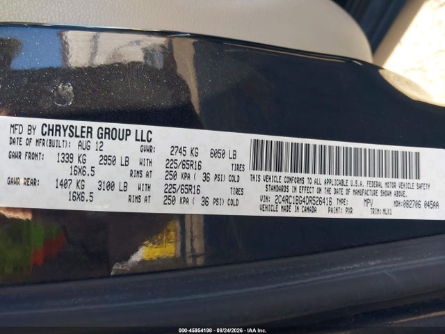 Aukcja sprzedaży 2013 Chrysler Town & Country Touring, vin: 2C4RC1BG4DR526416, numer aukcji: 45954198