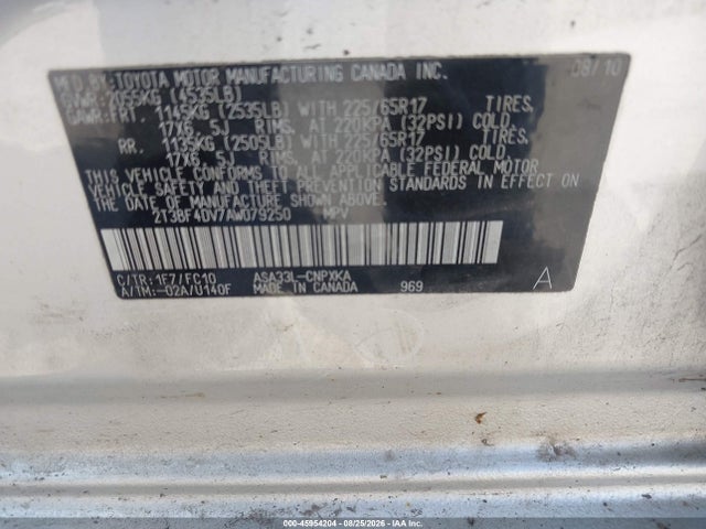 Auction sale of the 2010 Toyota Rav4, vin: 2T3BF4DV7AW079250, lot number: 45954204