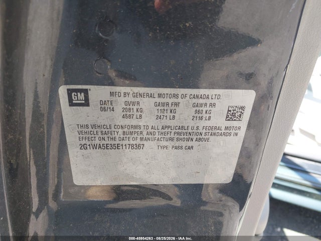 Продаж на аукціоні авто 2014 Chevrolet Impala Limited Ls, vin: 2G1WA5E35E1178367, номер лоту: 45954263