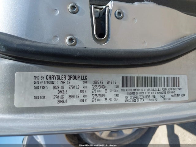 2013 Dodge Ram 1500 მანქანა იყიდება აუქციონზე, vin: 1C6RR6LT5DS633648, აუქციონის ნომერი: 45954265