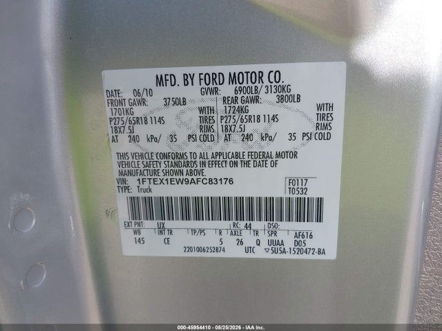 Aukcja sprzedaży 2010 Ford F-150 Stx/xl, vin: 1FTEX1EW9AFC83176, numer aukcji: 45954410