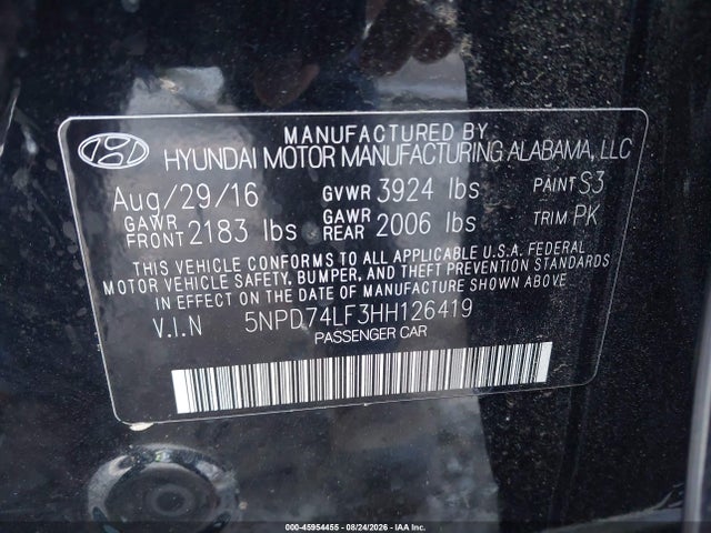 Продаж на аукціоні авто 2017 Hyundai Elantra Se, vin: 5NPD74LF3HH126419, номер лоту: 45954455