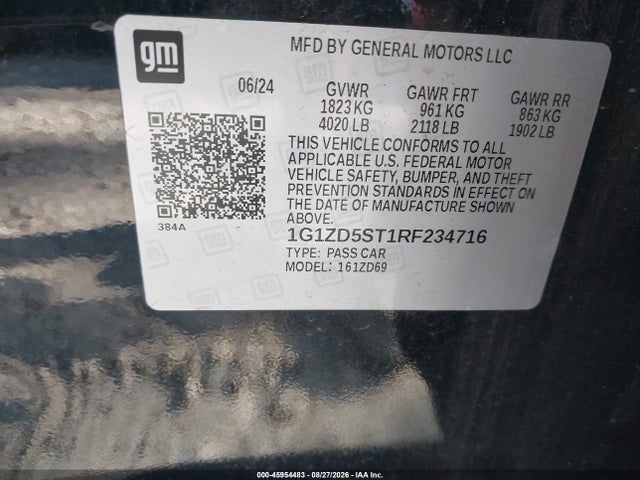 Продажа на аукционе авто 2024 Chevrolet Malibu Fwd 1lt, vin: 1G1ZD5ST1RF234716, номер лота: 45954483