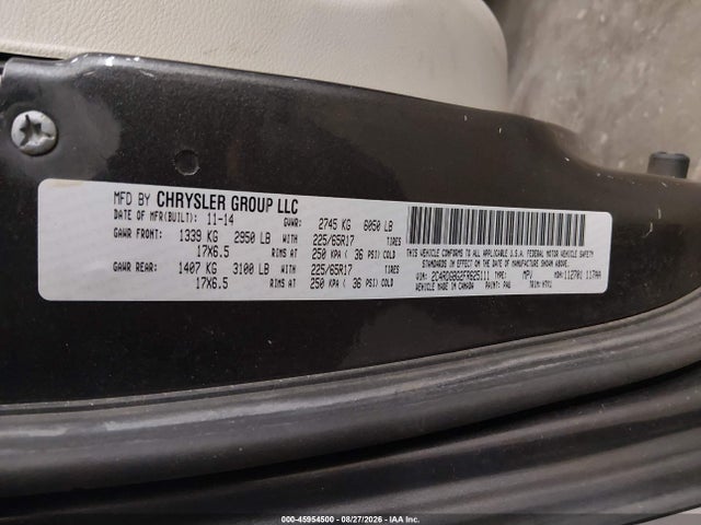 2015 Dodge Grand Caravan American Value Pkg მანქანა იყიდება აუქციონზე, vin: 2C4RDGBG2FR625111, აუქციონის ნომერი: 45954500