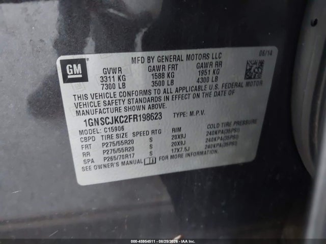 Aukcja sprzedaży 2015 Chevrolet Suburban Lt, vin: 1GNSCJKC2FR198623, numer aukcji: 45954511