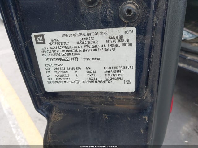 Продаж на аукціоні авто 2006 Gmc Sierra 1500 Sle1, vin: 1GTEC19V56Z271173, номер лоту: 45954572