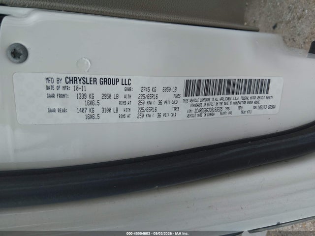 2012 Dodge Grand Caravan Se/avp მანქანა იყიდება აუქციონზე, vin: 2C4RDGBG3CR183225, აუქციონის ნომერი: 45954603