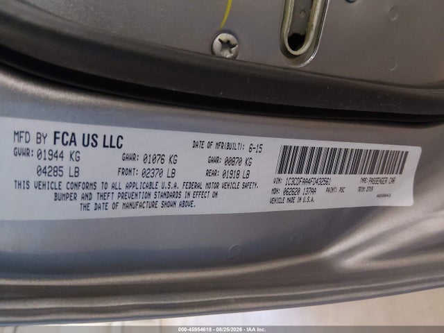 45954618 :رقم المزاد ، 1C3CDFAA4FD432561 vin ، 2015 Dodge Dart Se مزاد بيع