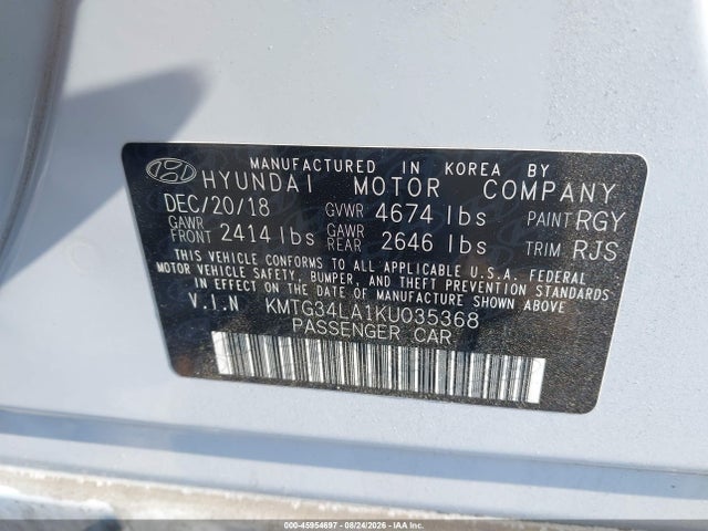 Genesis G70 Elite 2019 KMTG34LA1KU035368 Image 9