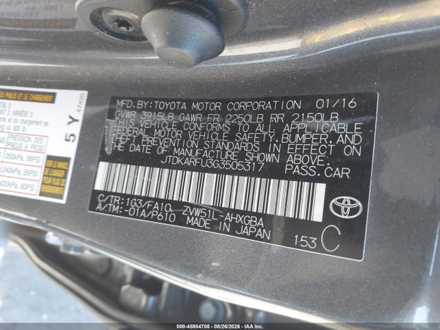 Toyota Prius Three 2016 JTDKARFU3G3505317 Image 9