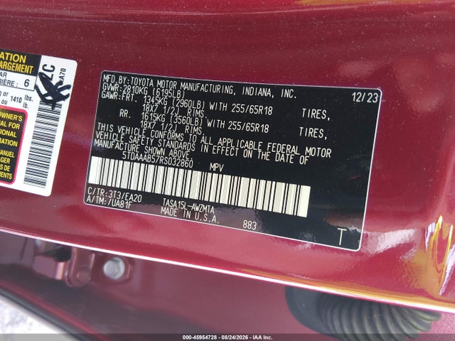 Toyota Grand Highlander Xle 2024 5TDAAAB57RS032860 Image 9