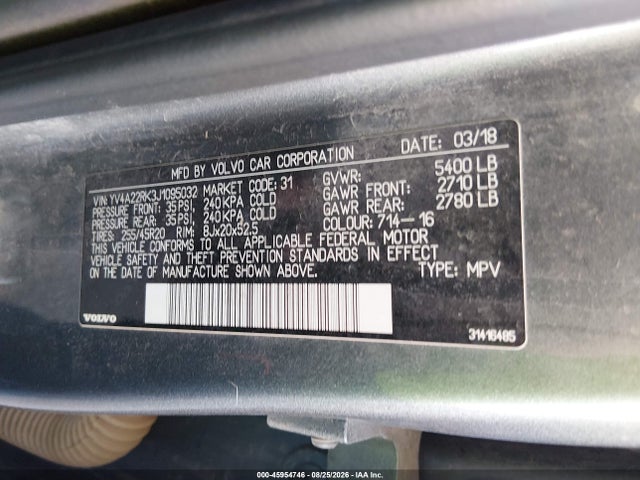 Aukcja sprzedaży 2018 Volvo Xc60 T6 Momentum, vin: YV4A22RK3J1095032, numer aukcji: 45954746