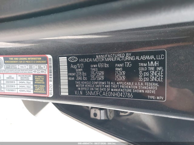 Продажа на аукционе авто 2022 Hyundai Tucson Sel, vin: 5NMJFCAE0NH042786, номер лота: 45954774