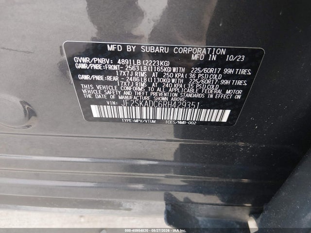 45954820 :رقم المزاد ، JF2SKADC6RH429351 vin ، 2024 Subaru Forester Premium مزاد بيع