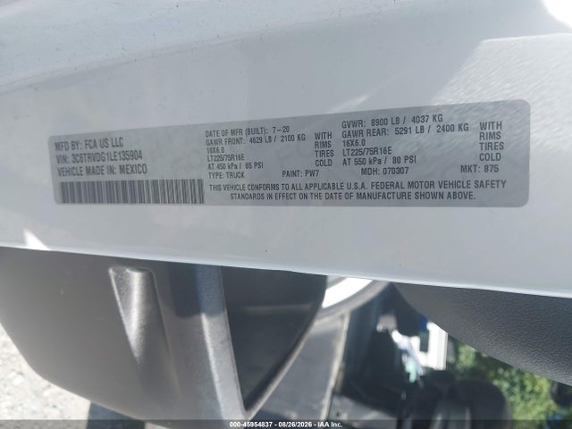 Aukcja sprzedaży 2020 Ram Promaster 2500 High Roof 159 Wb, vin: 3C6TRVDG1LE135904, numer aukcji: 45954837