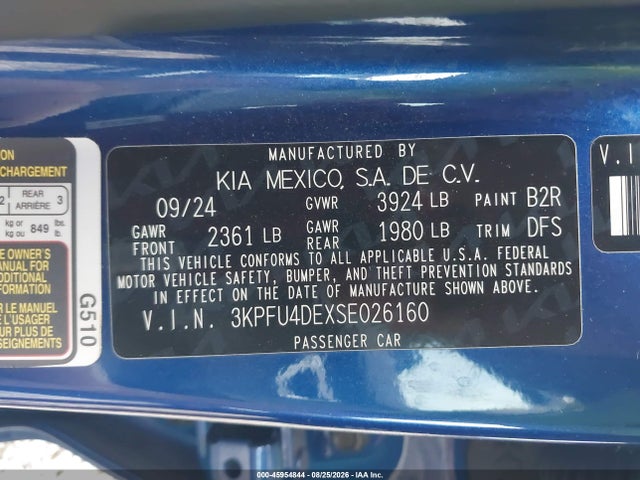 Aukcja sprzedaży 2025 Kia K4 Ex, vin: 3KPFU4DEXSE026160, numer aukcji: 45954844