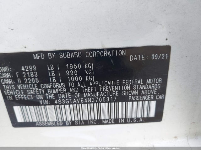 Aukcja sprzedaży 2022 Subaru Impreza Premium 5-door, vin: 4S3GTAV64N3705317, numer aukcji: 45954852