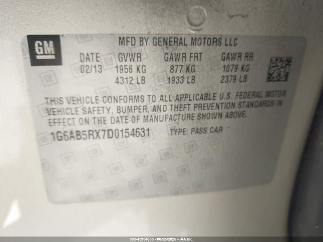 Продаж на аукціоні авто 2013 Cadillac Ats Luxury, vin: 1G6AB5RX7D0154631, номер лоту: 45954855