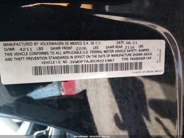 Продаж на аукціоні авто 2012 Volkswagen Jetta 2.5l Se, vin: 3VWDP7AJ6CM321987, номер лоту: 45954899