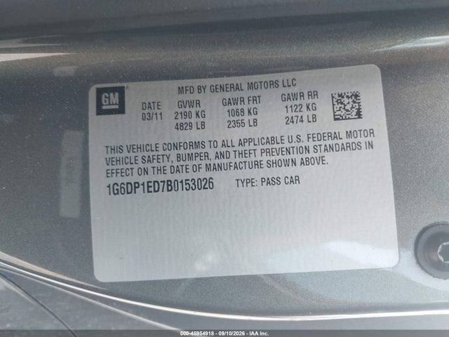 Aukcja sprzedaży 2011 Cadillac Cts Premium, vin: 1G6DP1ED7B0153026, numer aukcji: 45954918