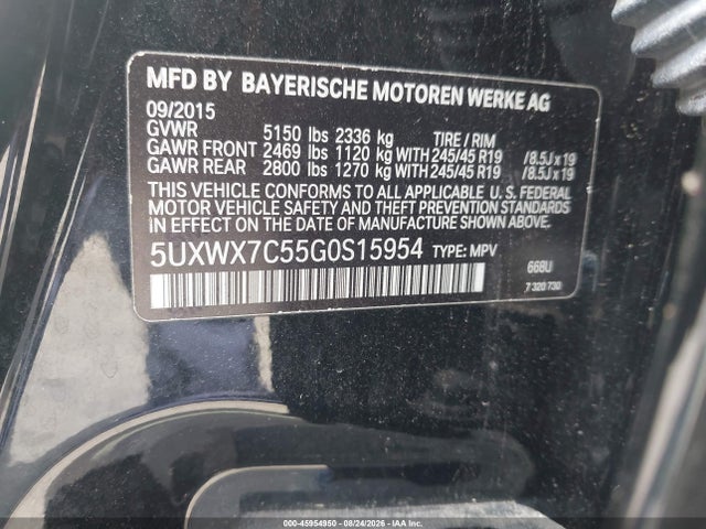 2016 Bmw X3 Xdrive35i მანქანა იყიდება აუქციონზე, vin: 5UXWX7C55G0S15954, აუქციონის ნომერი: 45954950