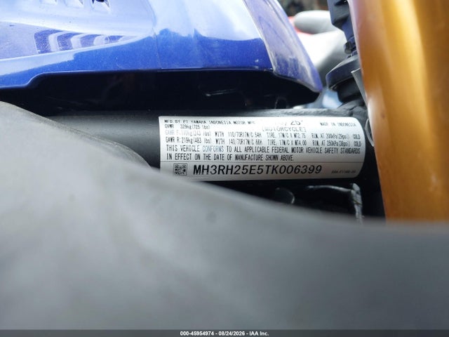 45954974 :رقم المزاد ، MH3RH25E5TK006399 vin ، 2026 Yamaha Yfz320 A مزاد بيع