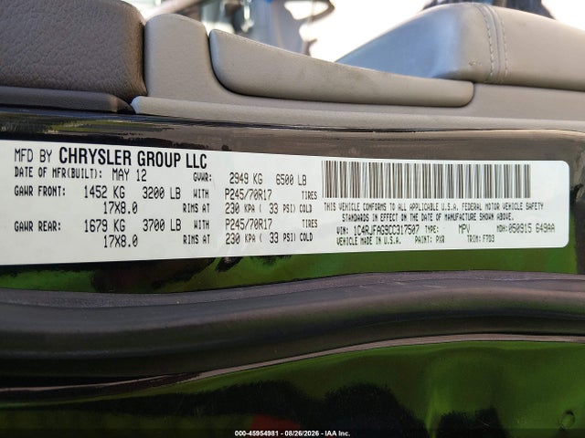 45954981 :رقم المزاد ، 1C4RJFAG9CC317507 vin ، 2012 Jeep Grand Cherokee Laredo مزاد بيع