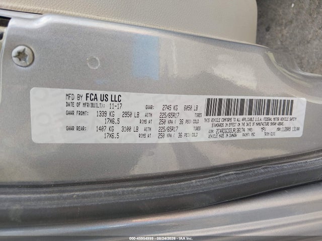Aukcja sprzedaży 2018 Dodge Grand Caravan Sxt, vin: 2C4RDGCG3JR136174, numer aukcji: 45954999