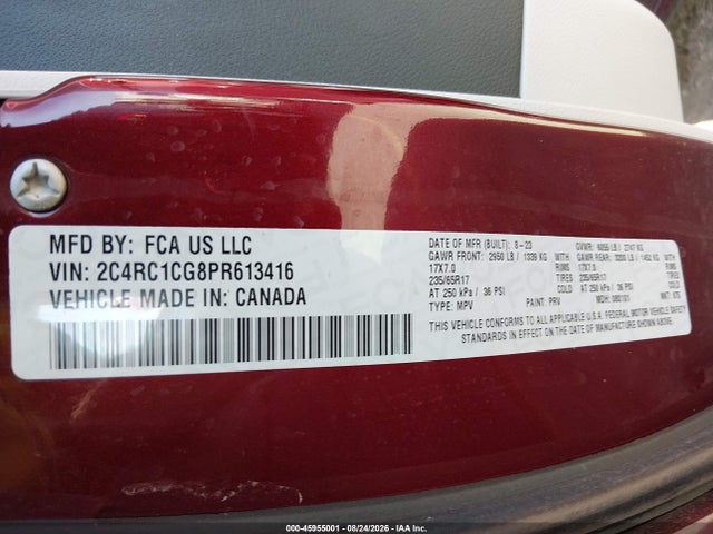 Продаж на аукціоні авто 2023 Chrysler Voyager Lx, vin: 2C4RC1CG8PR613416, номер лоту: 45955001
