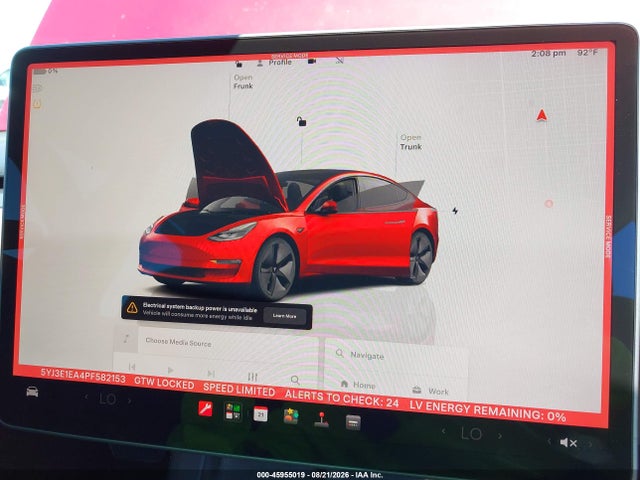 45955019 :رقم المزاد ، 5YJ3E1EA4PF582153 vin ، 2023 Tesla Model 3 Rear-wheel Drive مزاد بيع