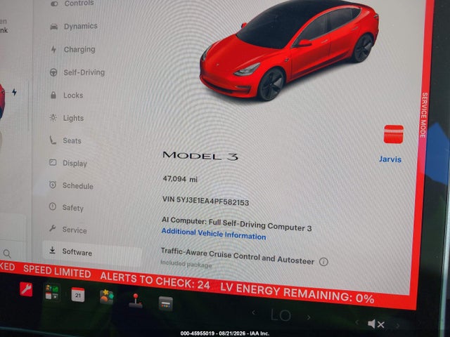45955019 :رقم المزاد ، 5YJ3E1EA4PF582153 vin ، 2023 Tesla Model 3 Rear-wheel Drive مزاد بيع