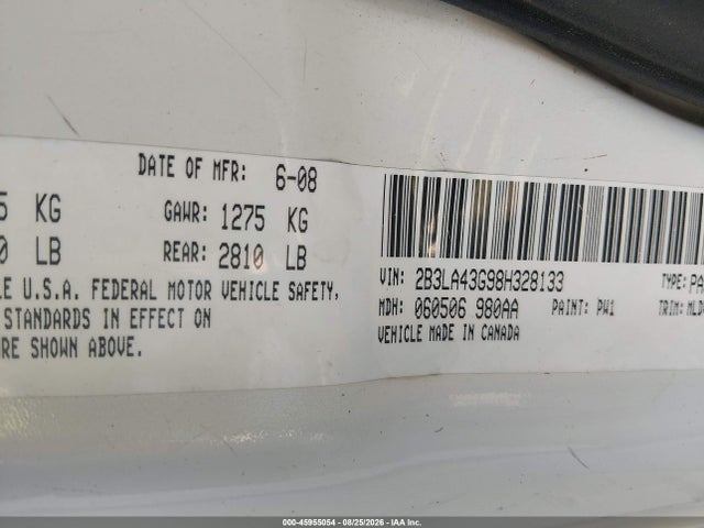 Продаж на аукціоні авто 2008 Dodge Charger, vin: 2B3LA43G98H328133, номер лоту: 45955054