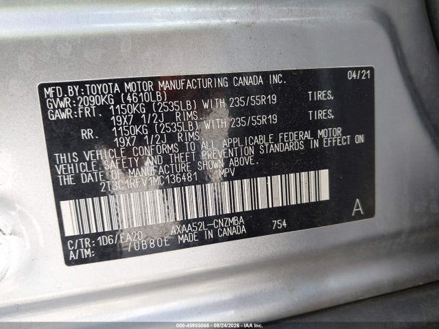 Toyota Rav4 Xle Premium 2021 2T3C1RFV1MC136481 Image 9