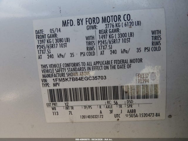 Ford Explorer 2014 1FM5K7B84EGC35703 Image 9