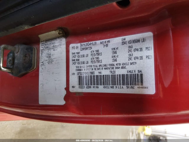 Aukcja sprzedaży 1999 Dodge Dakota Slt/sport, vin: 1B7GG22Y6XS279865, numer aukcji: 45955090
