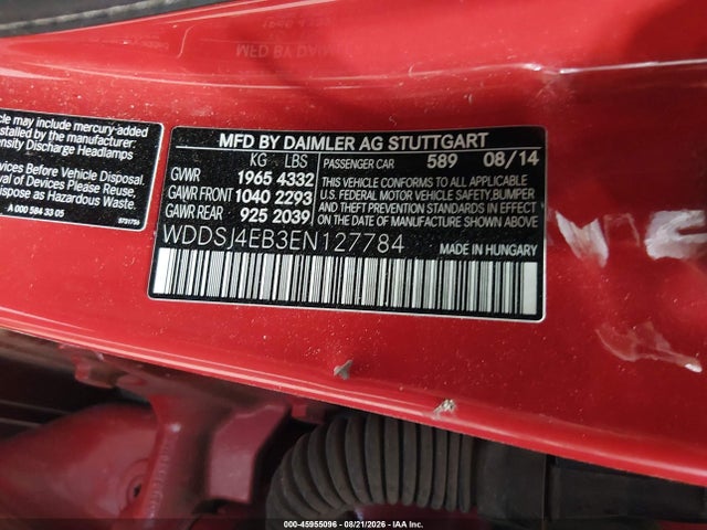 45955096 :رقم المزاد ، WDDSJ4EB3EN127784 vin ، 2014 Mercedes-benz Cla 250 مزاد بيع