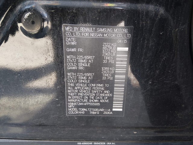 Продаж на аукціоні авто 2015 Nissan Rogue Sv, vin: KNMAT2MV4FP555935, номер лоту: 45955249
