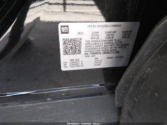 Aukcja sprzedaży 2024 Chevrolet Trailblazer Awd Lt, vin: KL79MRSL5RB072186, numer aukcji: 45955257
