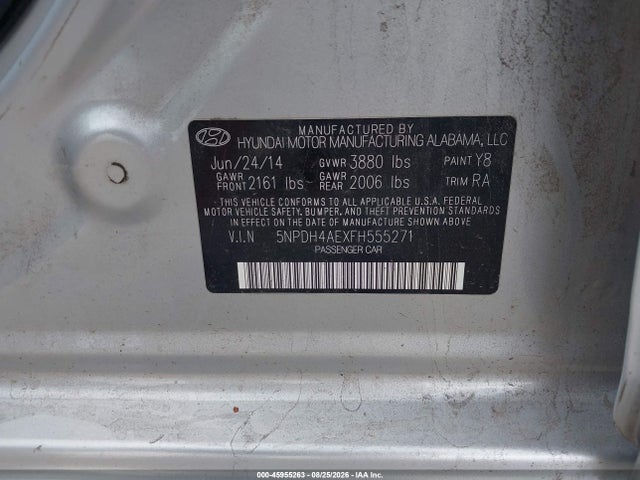 Hyundai ELANTRA SE 2015 5NPDH4AEXFH555271 Image 9