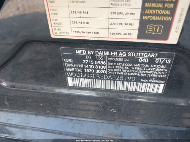 Продажа на аукционе авто 2013 Mercedes-benz S 550 4matic, vin: WDDNG9EB5DA525190, номер лота: 45955275