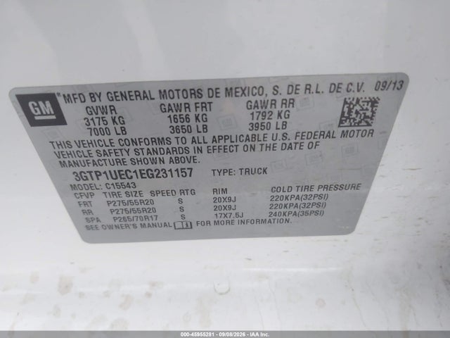 2014 Gmc Sierra 1500 Sle მანქანა იყიდება აუქციონზე, vin: 3GTP1UEC1EG231157, აუქციონის ნომერი: 45955281